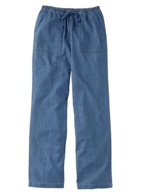 L.L. Bean Sunwashed Denim Pants, Straight-Leg- Sz Medium chambray blue